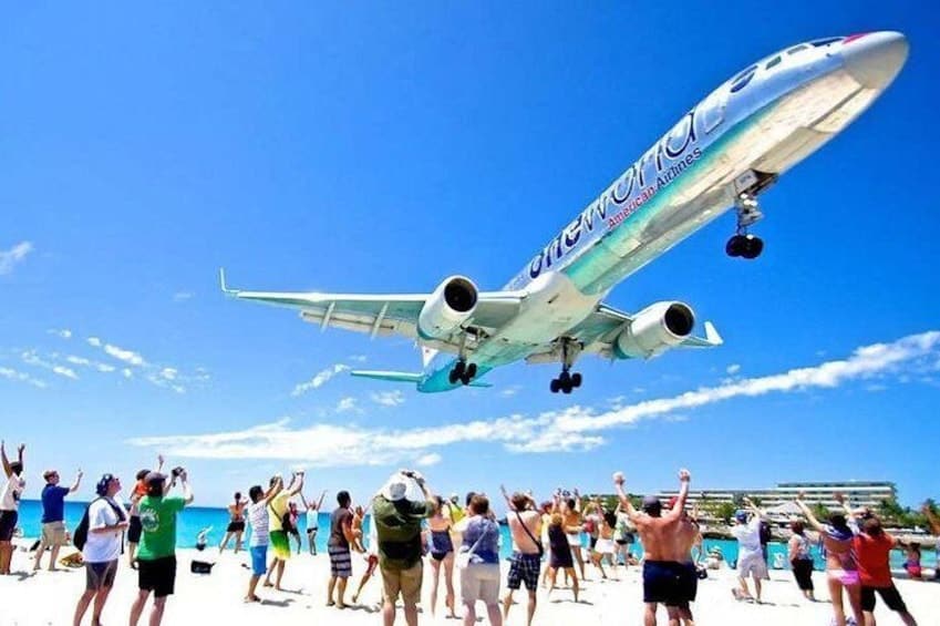 Extreme Jet Blast op Maho Beach (Sint Maarten)