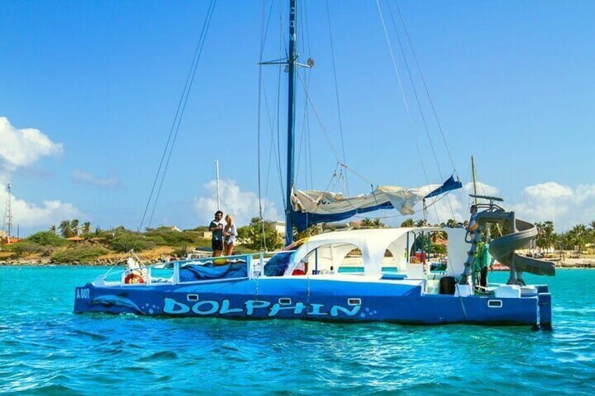 Privé Catamaran Avontuur met Touwbrug en Glijbaan (Aruba)