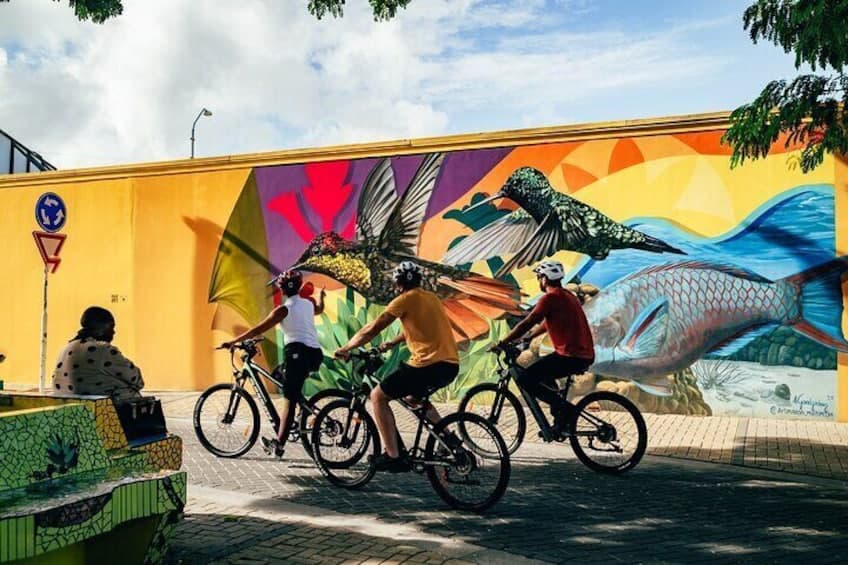 Privé Straatkunst en Kustpracht: E-Bike Avontuur in San Nicolas (Aruba)